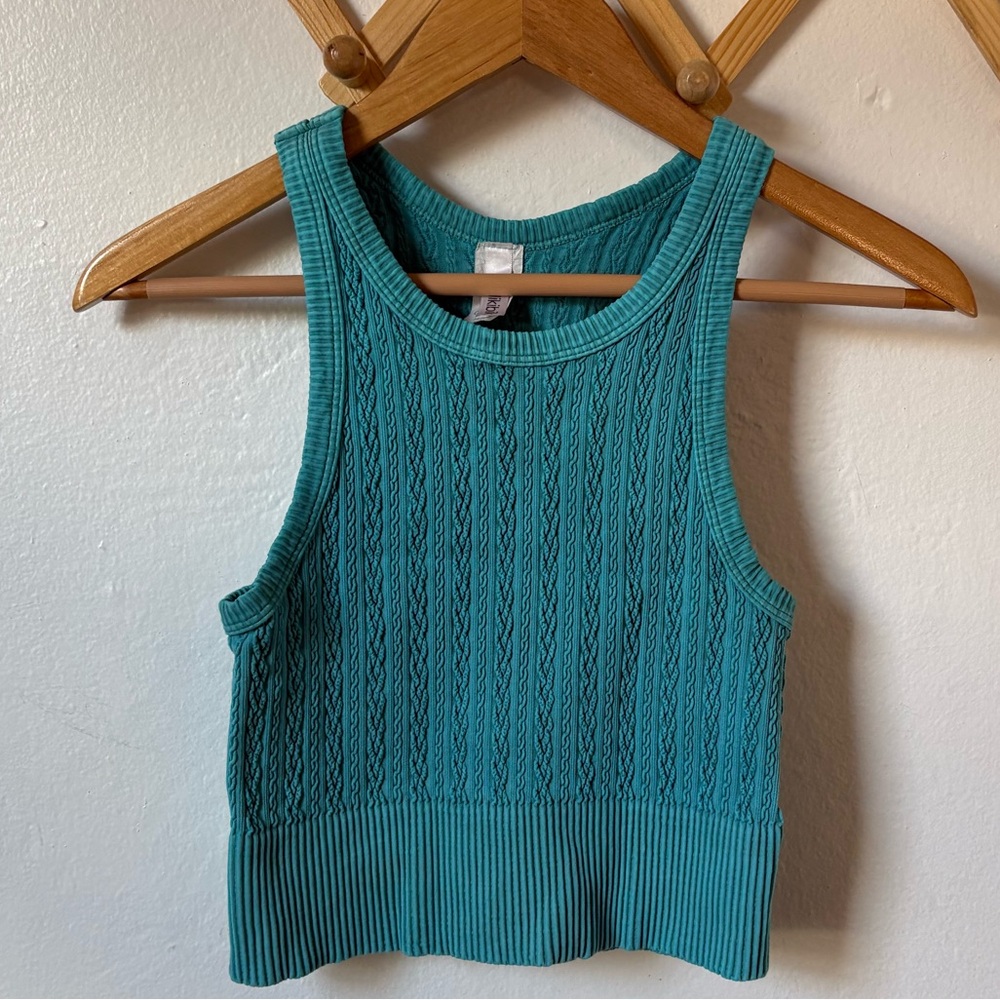 Vintage Teal Sleeveless Knit Top